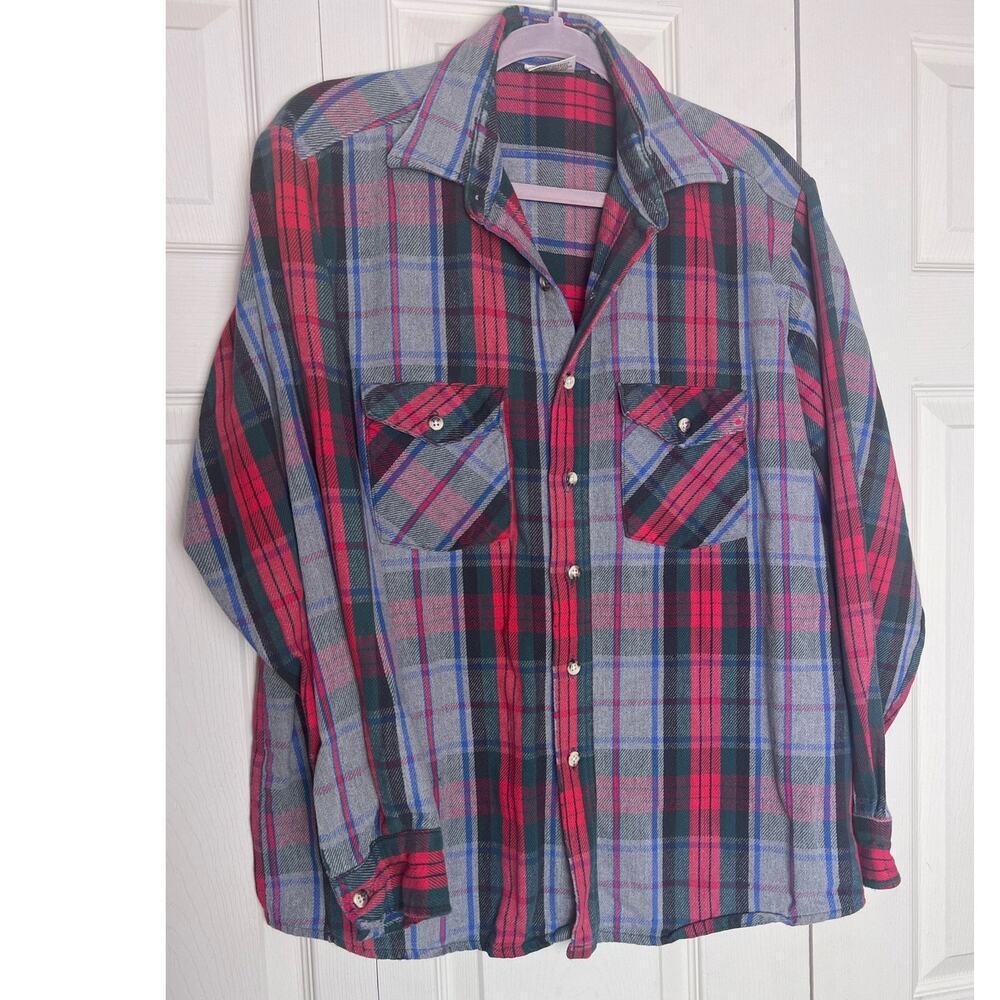Five Brother Plaid Button-Down Long Sleeve Shirt Size Tallman Large